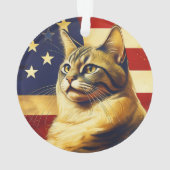 Beautiful Cat With American Flag Background Ornament (achterkant)