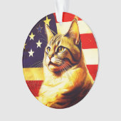 Beautiful Cat With American Flag Background Ornament (voorkant)