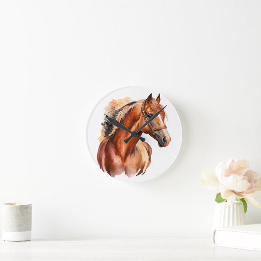 BEAUTIFUL CHESTNUT WATERVERF HORSHOOFD RONDE KLOK (Huis)