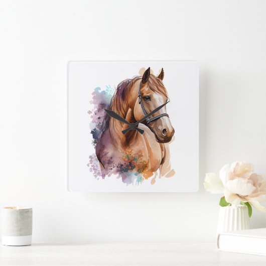 BEAUTIFUL CHESTNUT WATERVERF HORSHOOFD VIERKANTE KLOK (Huis)