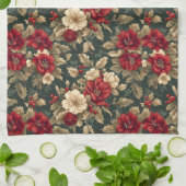 Beautiful Christmas Floral and Pine Cones Theedoek (Gevouwen)