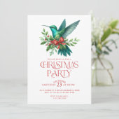 Beautiful Christmas Hummingbird Party Invite Kaart (Staand voorkant)