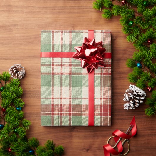 Beautiful Christmas Red White and Green Plaid Cadeaupapier (Feestdagen Geschenken)