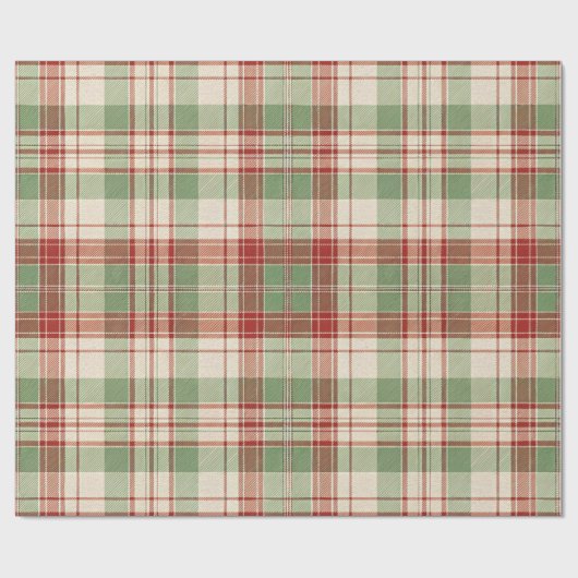 Beautiful Christmas Red White and Green Plaid Cadeaupapier (Vlak)