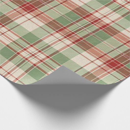 Beautiful Christmas Red White and Green Plaid Cadeaupapier (Hoek)