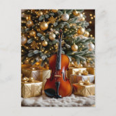 Beautiful Christmas Tree and Violin Festive Poem Feestdagenkaart (Voorkant)