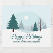 Beautiful Christmas Trees Winter Holiday Party Sparkling Wijnetiket (Enkel label)