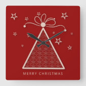 Beautiful Christmas Wall Clock Vierkante Klok (Voorkant)