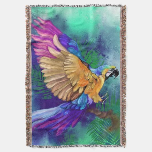 Beautiful Colorful Parrot Throw Blanket Deken (Voorkant Verticaal)