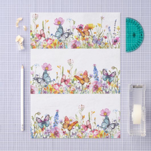 Beautiful Colorful Wildflowers & Butterflies Tissuepapier (Craft)