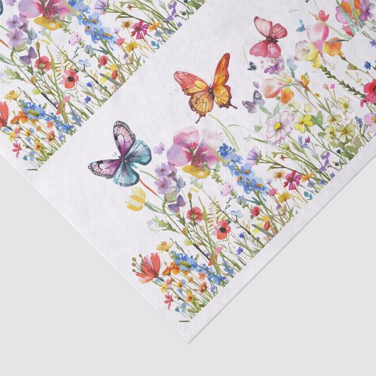 Beautiful Colorful Wildflowers & Butterflies Tissuepapier (Detail)