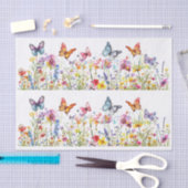 Beautiful Colorful Wildflowers & Butterflies Tissuepapier (Craft)