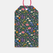 Beautiful Colorful Wildflowers on Dark Teal Cadeaulabel (Achterkant)