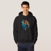 Beautiful colourful lion in blue smoke hoodie (Voorkant volledig)
