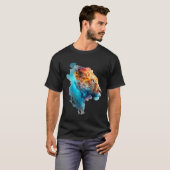 Beautiful colourful lion in blue smoke t-shirt (Voorkant volledig)