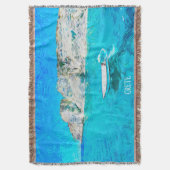 Beautiful Crete Greece Ocean Watercolor Painting Deken (Voorkant Verticaal)