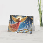 Beautiful Crimson and Gold Angel Christmas Feestdagen Kaart (Voorkant)