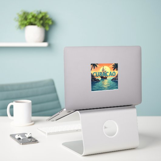 Beautiful curacao sunset  sticker (Laptop op bureau)