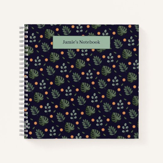 Beautiful Custom Name Modern Leaf Spiral Notebook Notitieboek (Voorkant)