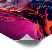 Beautiful Cyber Girl Synthwave Cool Women Portrait Poster (Hoek)