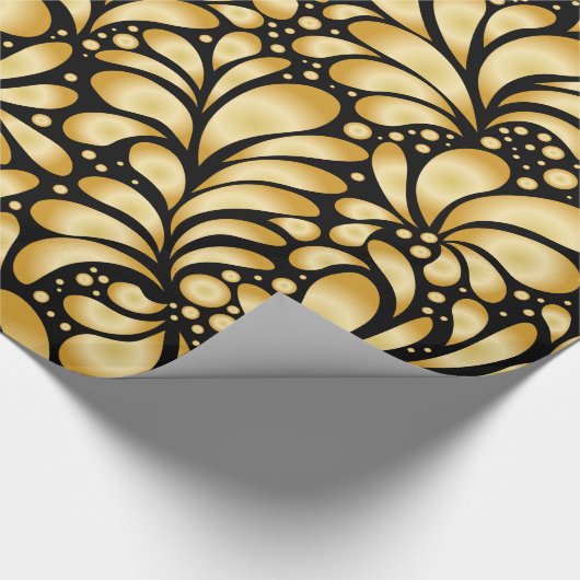 Beautiful Damask Gold & Black Wrapping paper roll Cadeaupapier (Hoek)
