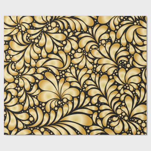 Beautiful Damask Gold & Black Wrapping paper roll Cadeaupapier (Vlak)