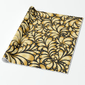 Beautiful Damask Gold & Black Wrapping paper roll Cadeaupapier (Uitgerold)