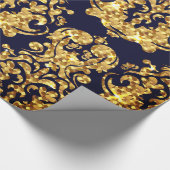 Beautiful Damask Gold & Black Wrapping paper roll Cadeaupapier (Hoek)
