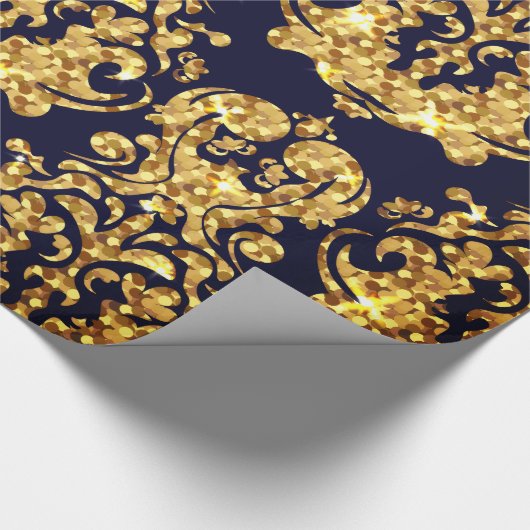 Beautiful Damask Gold & Black Wrapping paper roll Cadeaupapier (Hoek)