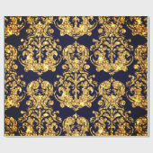 Beautiful Damask Gold & Black Wrapping paper roll Cadeaupapier (Vlak)