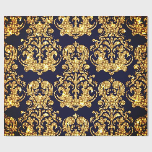 Beautiful Damask Gold & Black Wrapping paper roll Cadeaupapier (Vlak)