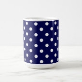 Beautiful Dark Blue And Stylish White Polka Dots Koffiemok (Center)