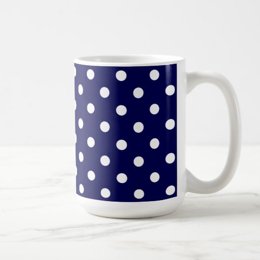 Beautiful Dark Blue And Stylish White Polka Dots Koffiemok (Rechts)