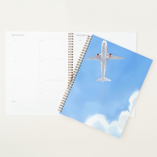 Beautiful Day Blue Sky Clouds Plane Watercolor Planner (Display)