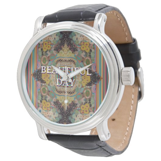 Beautiful Day – Inspirational Kaleidoscope Art Wat Horloge (Gekanteld)
