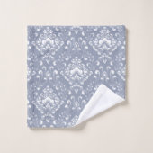 Beautiful dblue gray and white floral pattern bath bad handdoek (Wasdoekje)