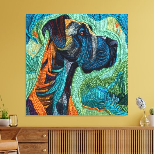 Beautiful detailed unique style Great Dane art Canvas Afdruk (Insitu (Woonkamer))
