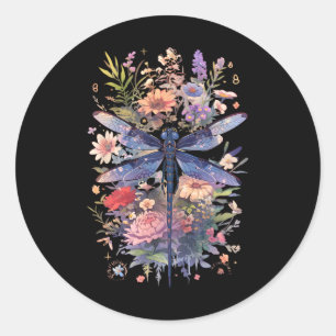 Beautiful Dragonfly Watercolor Art Insect Lover Ea Ronde Sticker