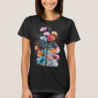 Beautiful Dragonfly Watercolor Art Insect Lover Ea T-shirt