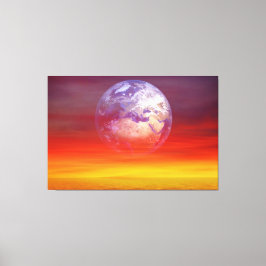 beautiful earth with the sunset at dusk canvas afdruk