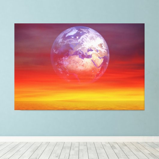 beautiful earth with the sunset at dusk canvas afdruk (Insitu (Houten vloer))