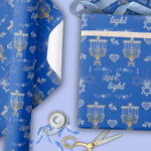 Beautiful Elegant Blue Hanukkah Menorah Cadeaupapier