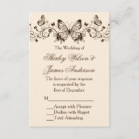 Beautiful Elegant Butterfly Wedding RSVP-kaarten