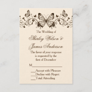 Beautiful Elegant Butterfly Wedding RSVP-kaarten RSVP Kaartje