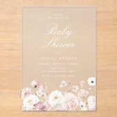 Beautiful Elegant Floral Baby Shower Acryl Uitnodigingen (Voorkant)