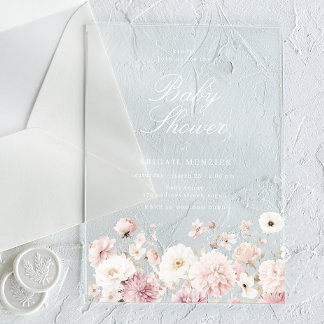 Beautiful Elegant Floral Baby Shower Acryl Uitnodigingen