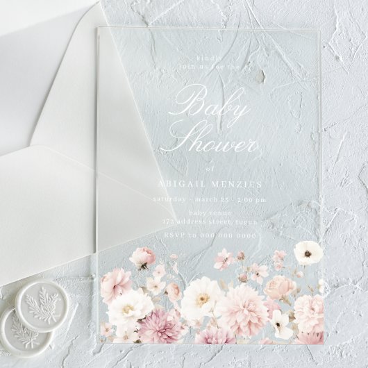 Beautiful Elegant Floral Baby Shower Acryl Uitnodigingen
