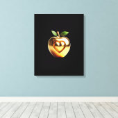 Beautiful elegant golden love apple canvas afdruk (Insitu (Houten vloer))