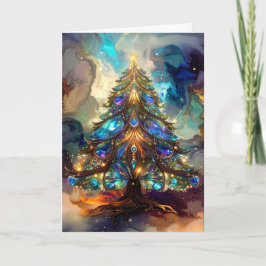 Beautiful Elegant Renaissance Style Christmas Tree Feestdagen Kaart