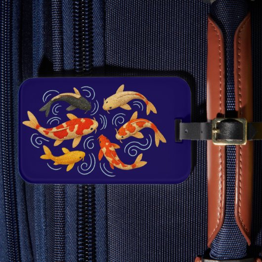 Beautiful embroidered koi fishes bagagelabel (Voorkant Insitu 4)